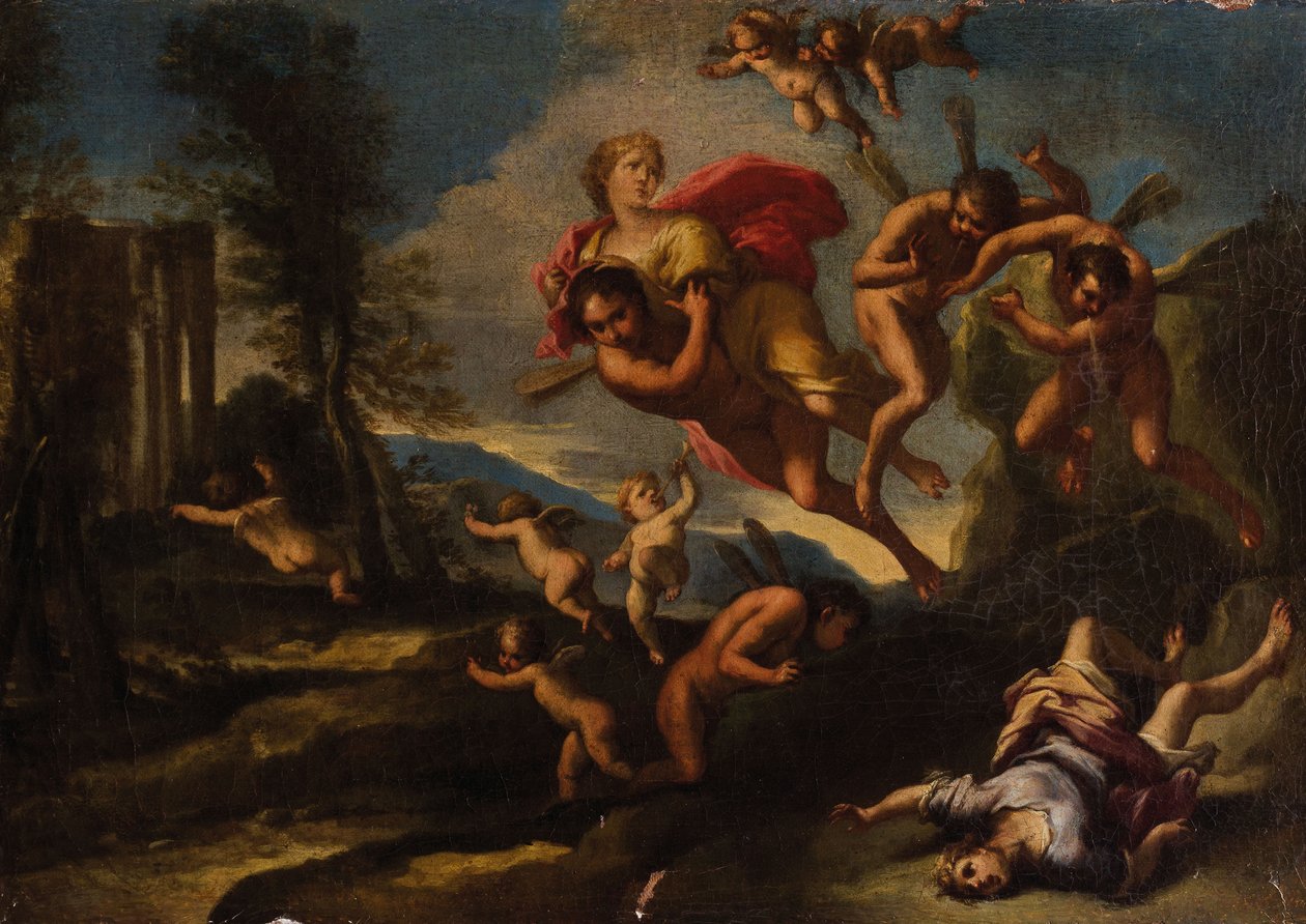 Boreas elrabolja Orithyiát. alkotó: Giuseppe Bartolomeo Chiari