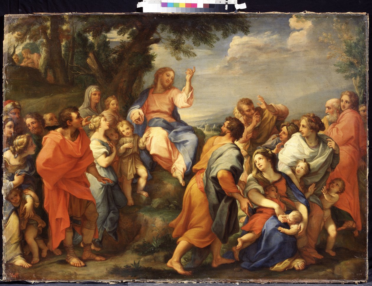 ""A hegyi beszéd: Jézus Krisztus minden tanítványa előtt prédikál"" Giuseppe Bartolomeo Chiari (1654-1727) festménye Mikhail Kroshitsky Művészeti Múzeum, Szevasztopol (Szevasztopol) Ukrajna alkotó: Giuseppe Bartolomeo Chiari