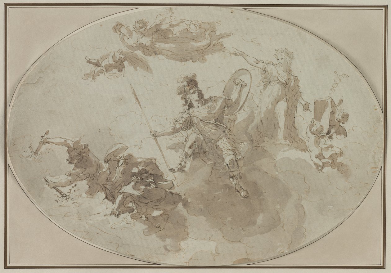 Mennyezeti tanulmány: Béke és háború allegóriája, c. 1800 . alkotó: Giuseppe Bernardino Bison