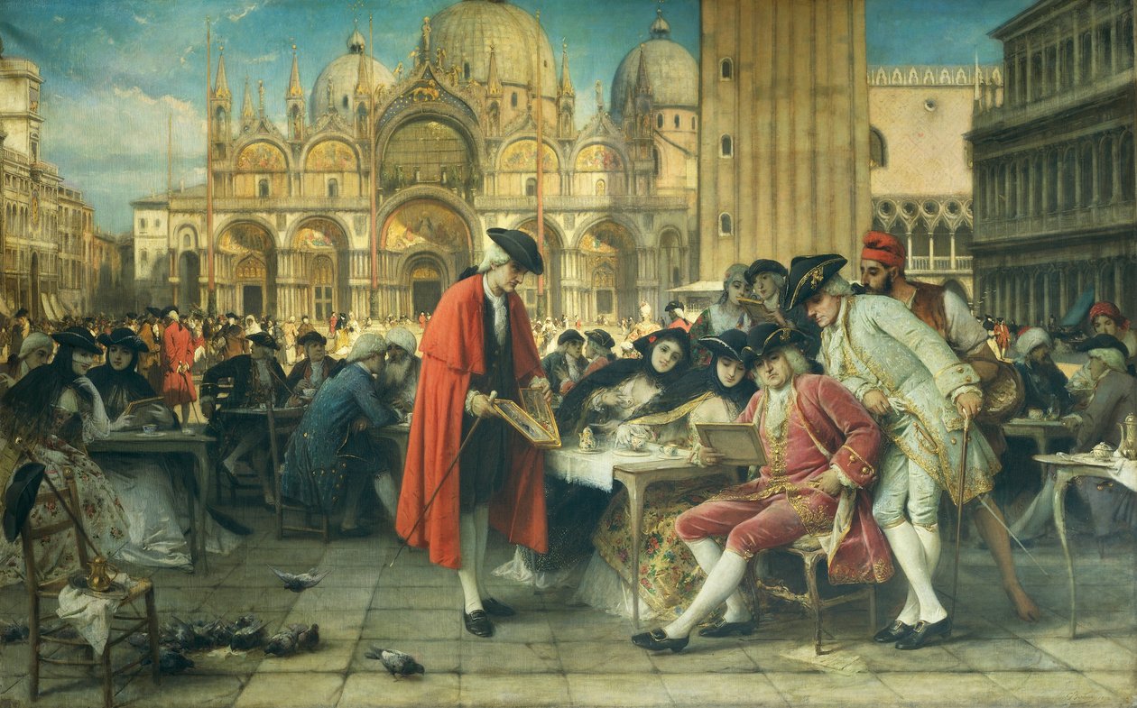 Francesco Guardi festő, Canaletto riválisa, Giuseppe Bertini (1825-1898) képeit árulja, olaj, vászon alkotó: Giuseppe Bertini