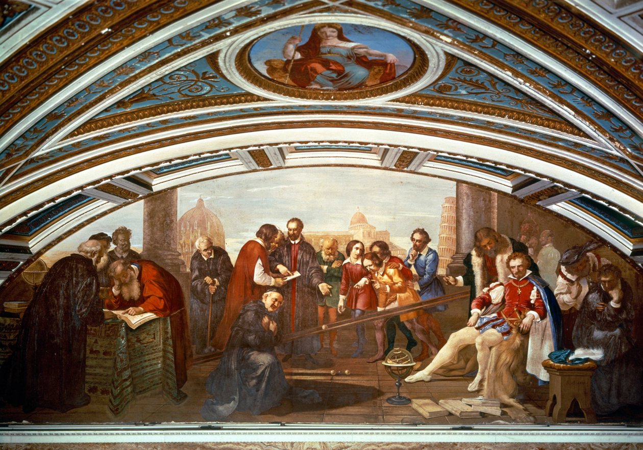 Galileo Galilei bemutatja a gravitáció törvényét Giovanni De