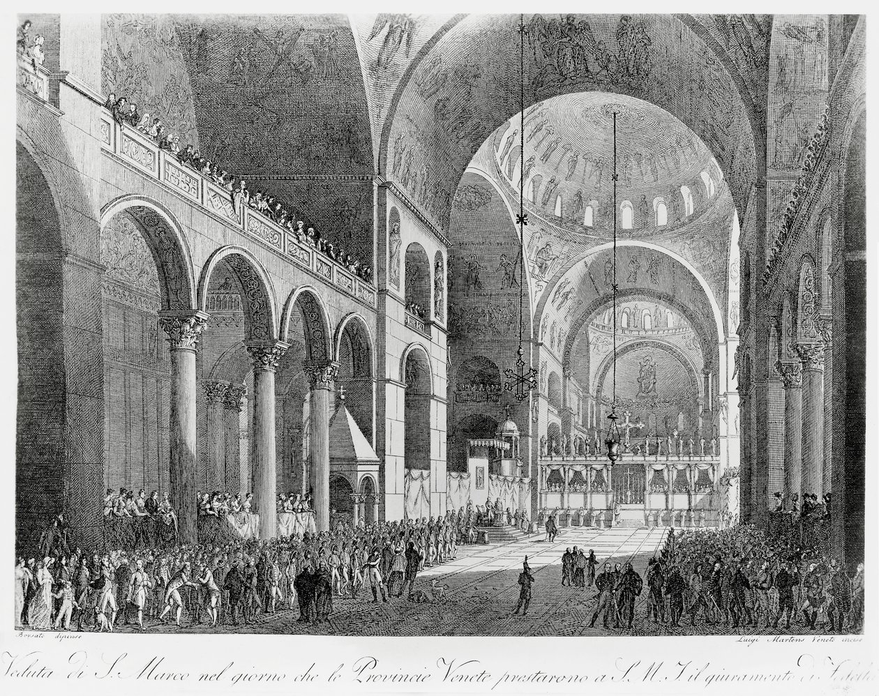 Veneto tartományok hűséget esküdnek II. Ferenc (1768-1835) osztrák császárnak a velencei Szent Márk-bazilikában, május 7-én alkotó: Giuseppe Borsato