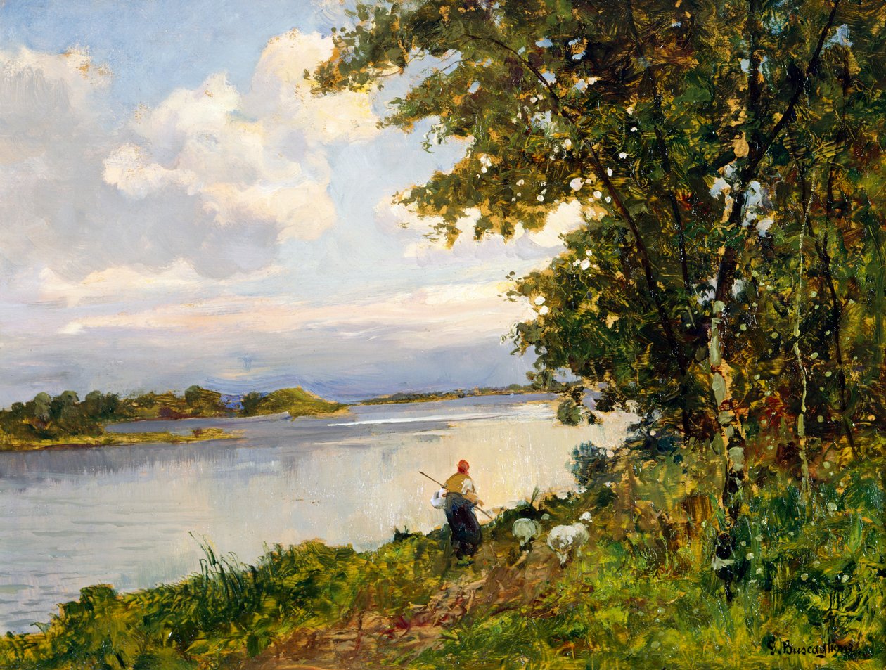 Este visszatérés (olaj a panelen) alkotó: Giuseppe Buscaglione