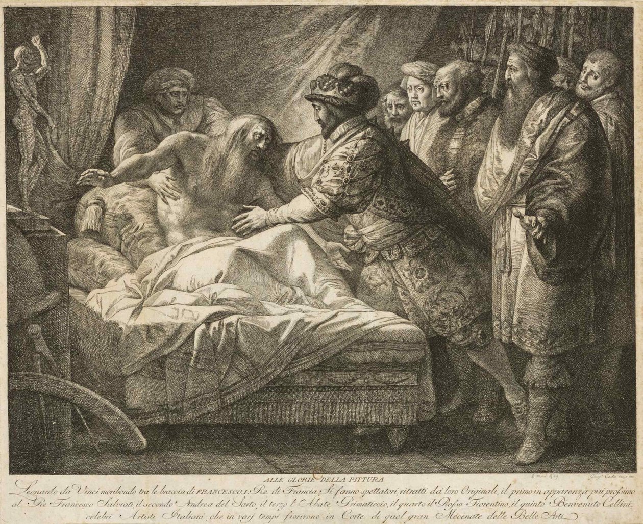 A festészet allegóriája Leonardo da Vinci halála, c. 1790. alkotó: Giuseppe Cades