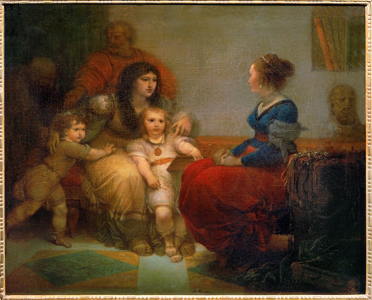 Cornelie, mere des Gracques - Cornelia, a Gracchiak anyja fiaival, Tiberiusszal és Gaiusszal, valamint lányával, Semproniával ... alkotó: Giuseppe Cades