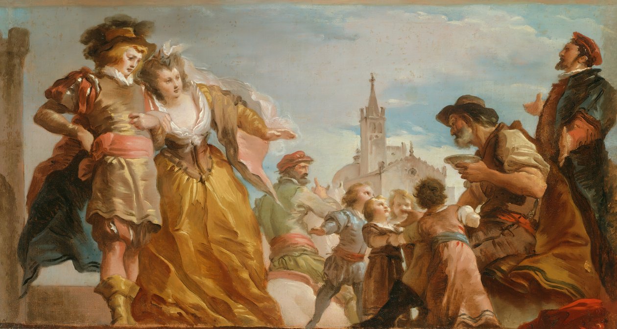 Gautier antwerpeni gróf és lánya, Violante találkozása c. 1787. alkotó: Giuseppe Cades