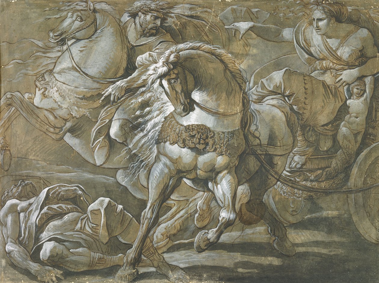 Tullie a szekerében; Tullie sur son Char, alkotó: Giuseppe Cades