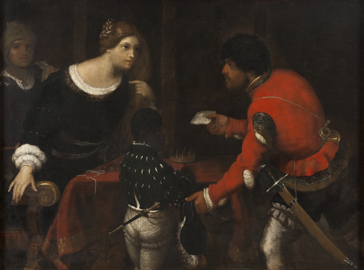 Caterina Cornaro, Ciprus királynője levelet kap a Tanácstól alkotó: Giuseppe Caletti