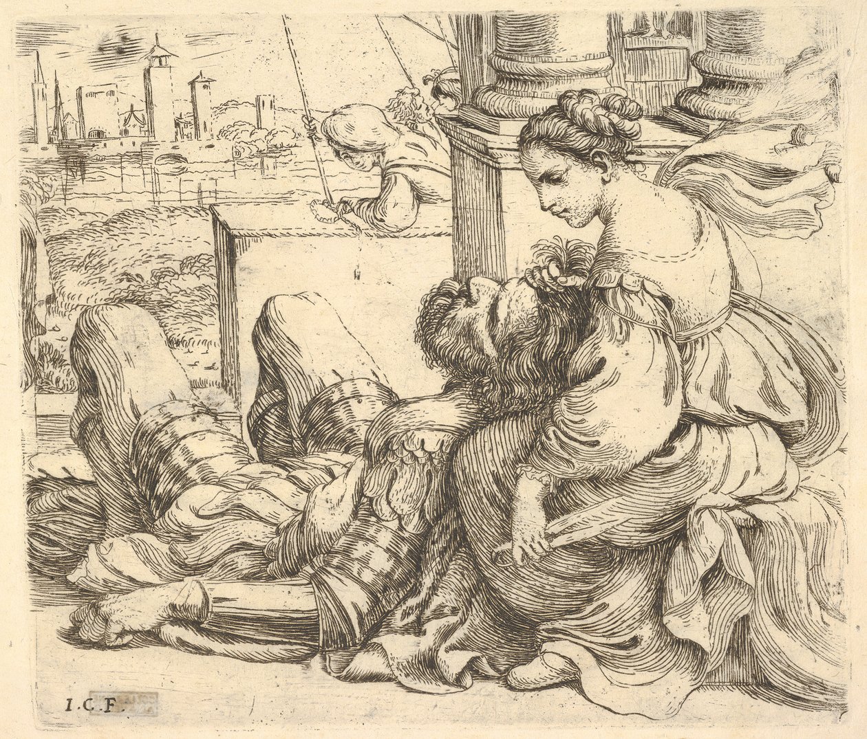 Delila sámsoni hajjal és egy ollóval, 1620-30. alkotó: Giuseppe Caletti