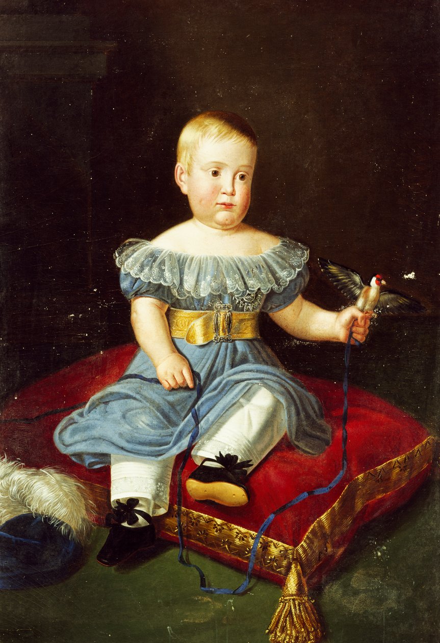 Lajos herceg portréja, Bourbon-Két Szicília, Aquila grófja gyermekként (Nápoly alkotó: Giuseppe Cammarano