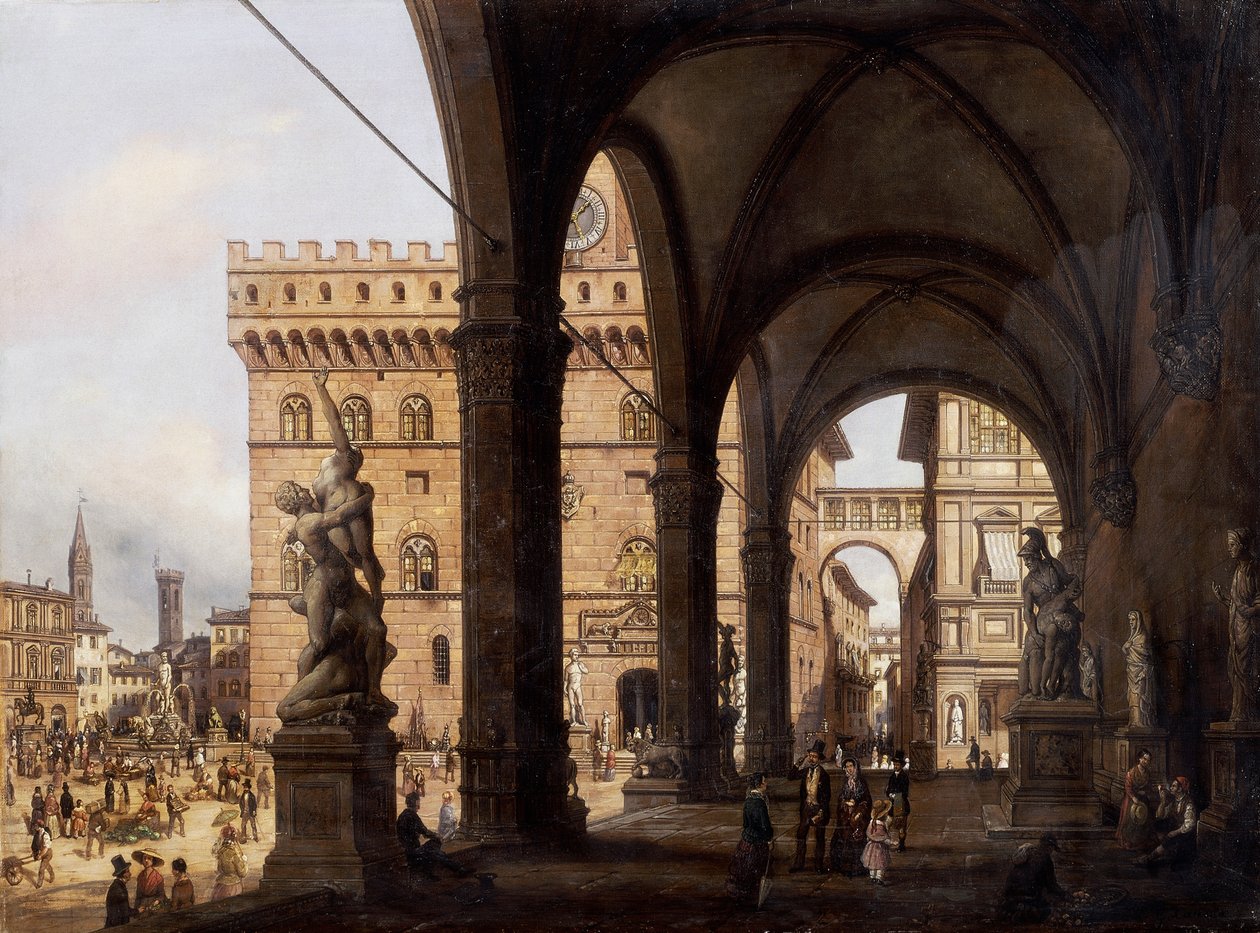 Firenze, Piazza della Signoria (Signoria tér), Giuseppe Cannella (1788-1847) alkotó: Giuseppe Canella
