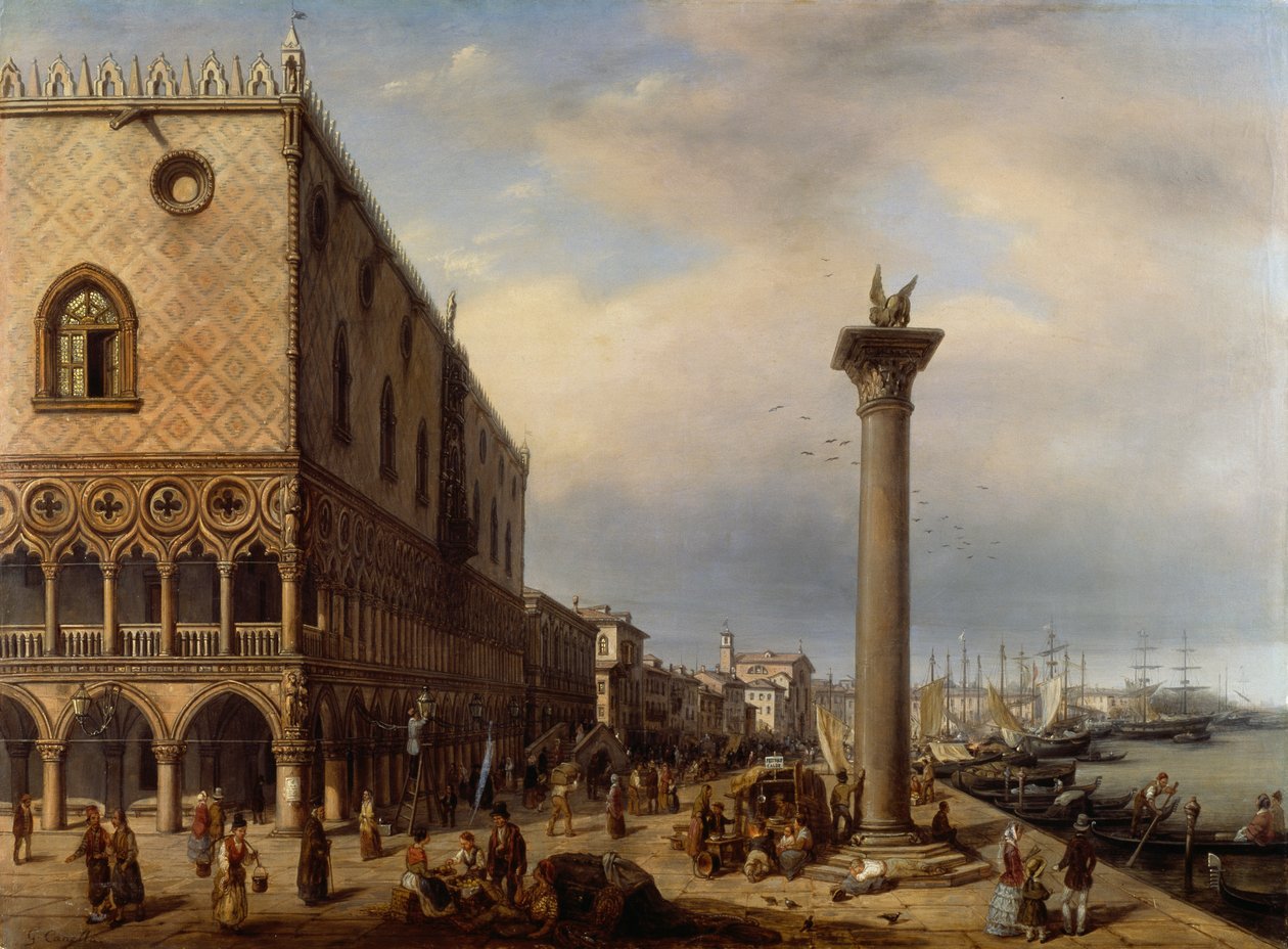 Riva degli Schiavoni (sétány) Velencében, Giuseppe Cannella (1788-1847) alkotó: Giuseppe Canella