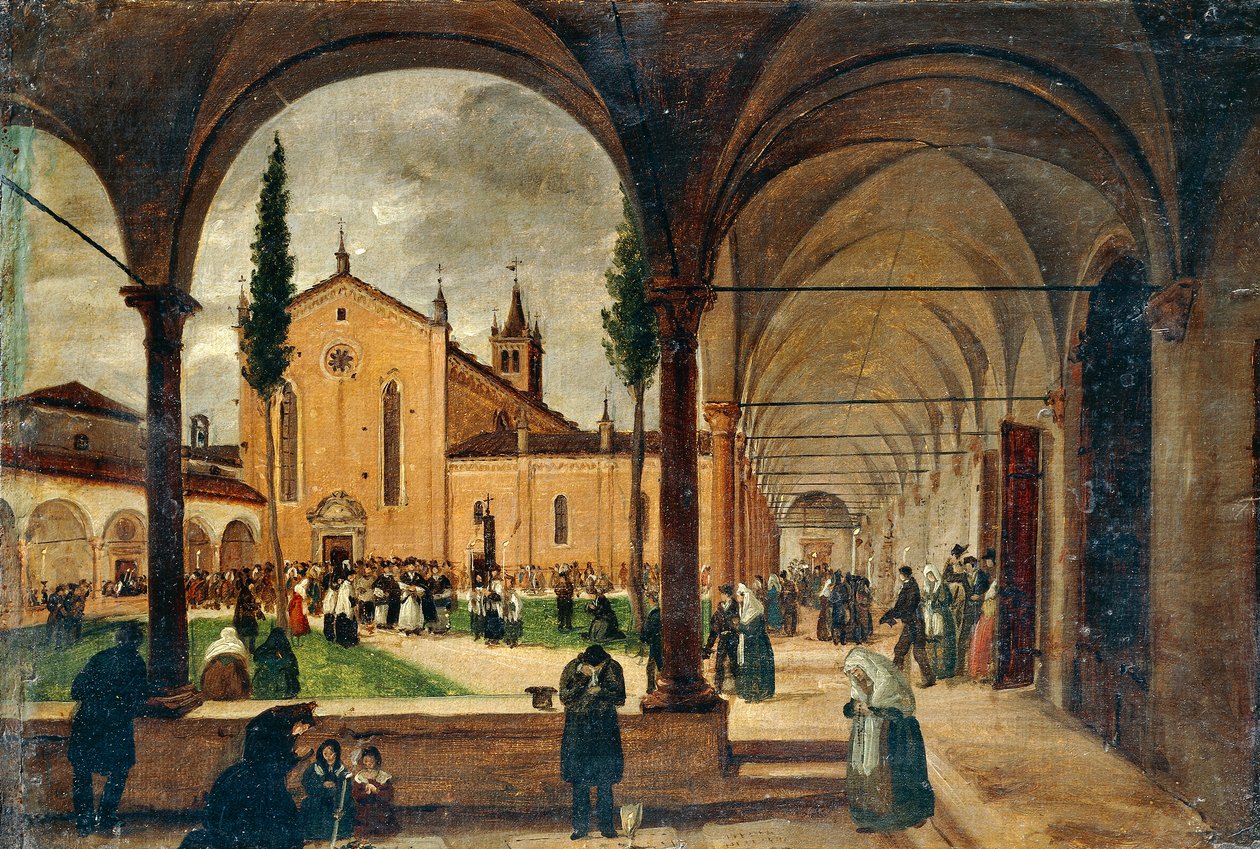 A Szent Bernardino kolostor, Giuseppe Canella (1788-1847), olaj, vászon, 29x42 cm. alkotó: Giuseppe Canella