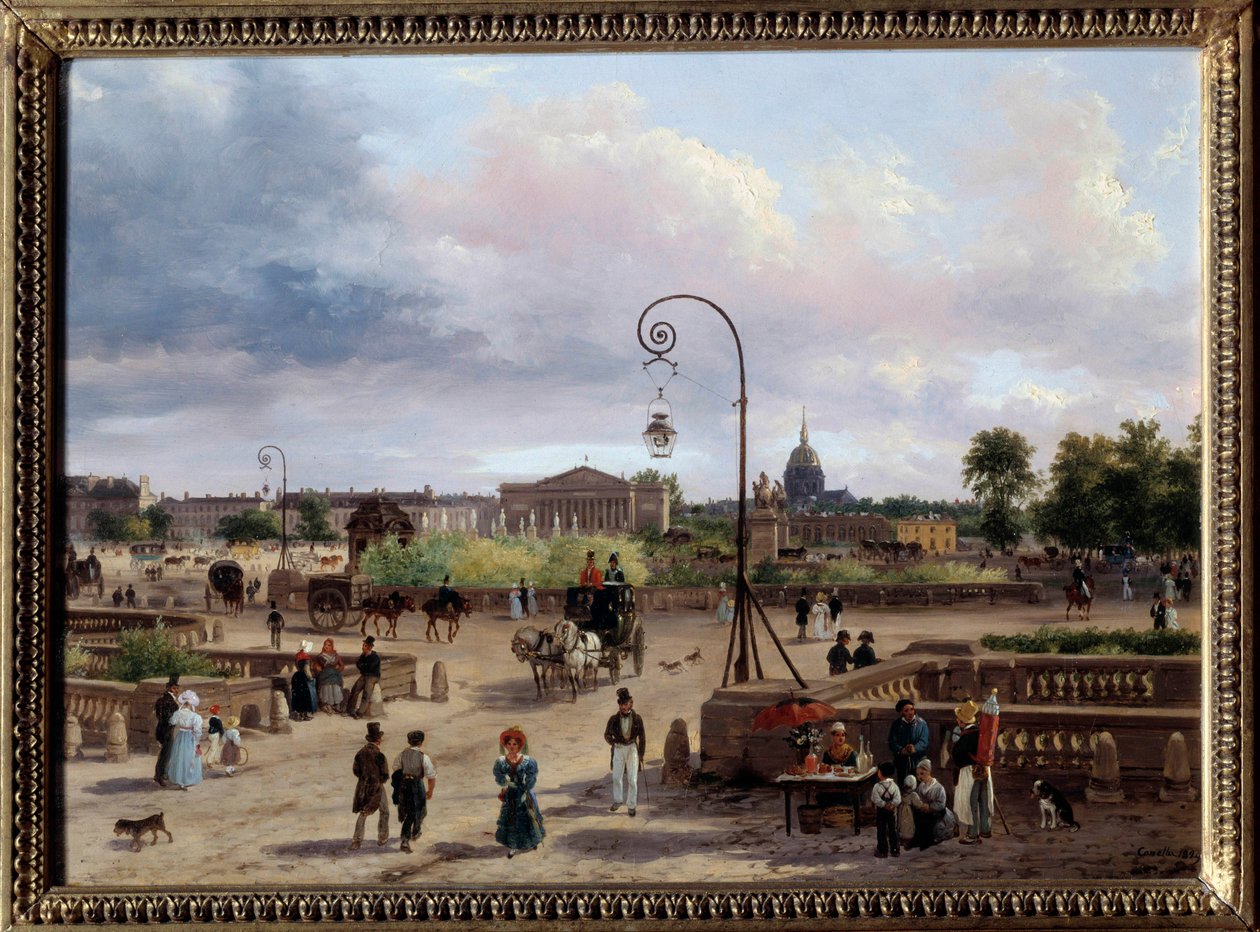 Kilátás a XVI. Lajos térre (jelenlegi Place de la Concorde) Giuseppe Canella (1788-1847) festménye 1829 V. 0,29x0,4 m Párizs, Musee Carnavalet alkotó: Giuseppe Canella