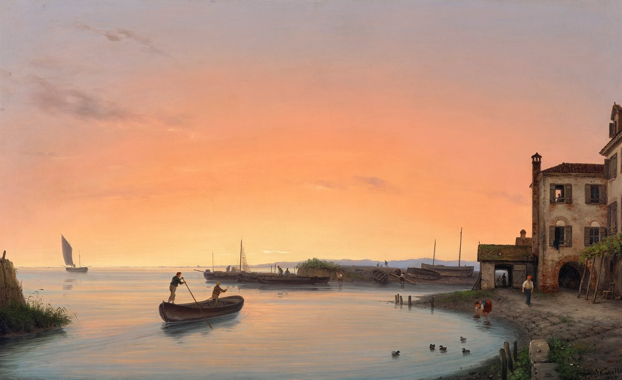 Chioggia napkelte előtt alkotó: Giuseppe Canella d. Ä.