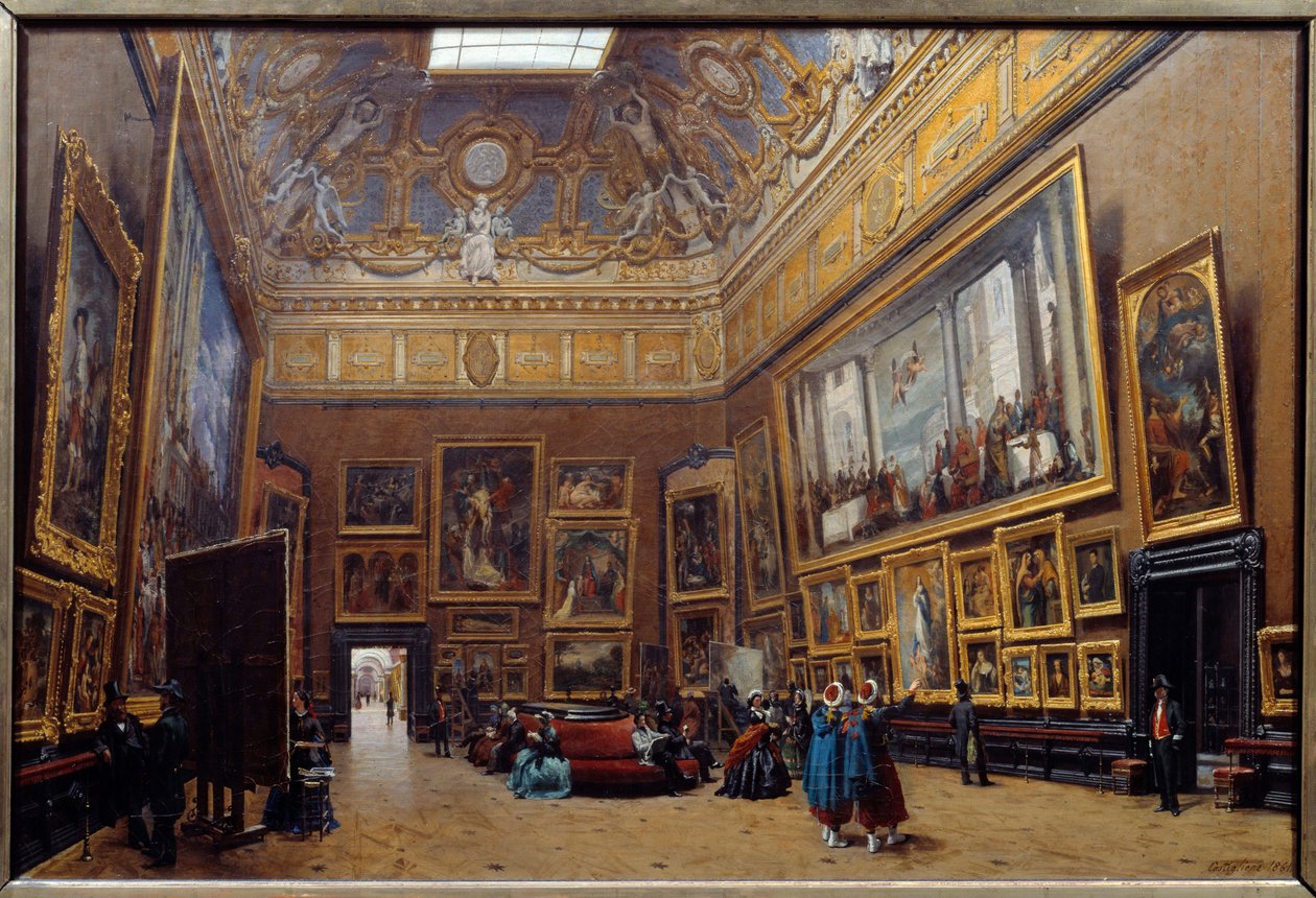 Kilátás a Musee du Louvre szalonterére Giuseppe Castiglione (1829-1906) festménye 1861 V. 0,69x1,03 m alkotó: Giuseppe Castiglione