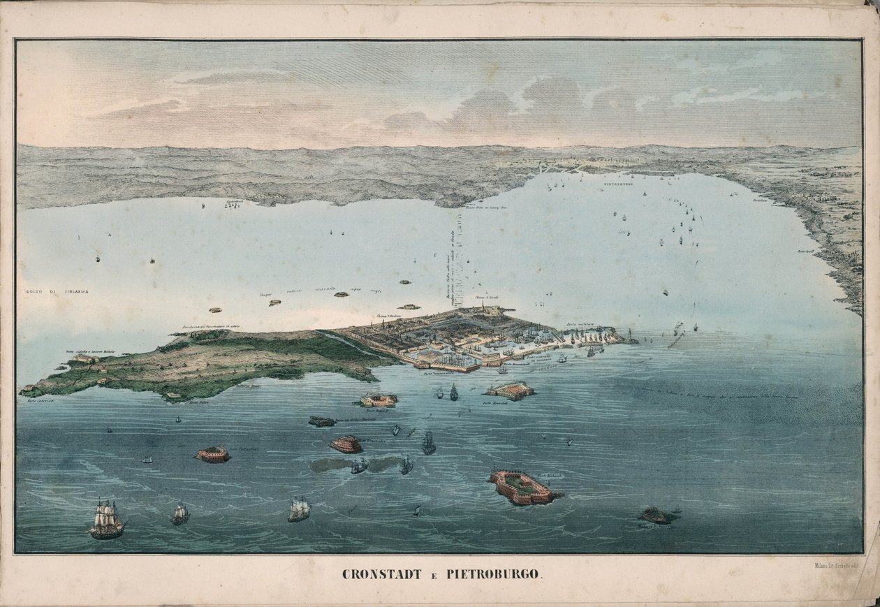 Kronstadt panoráma, 1853. alkotó: Giuseppe Civelli