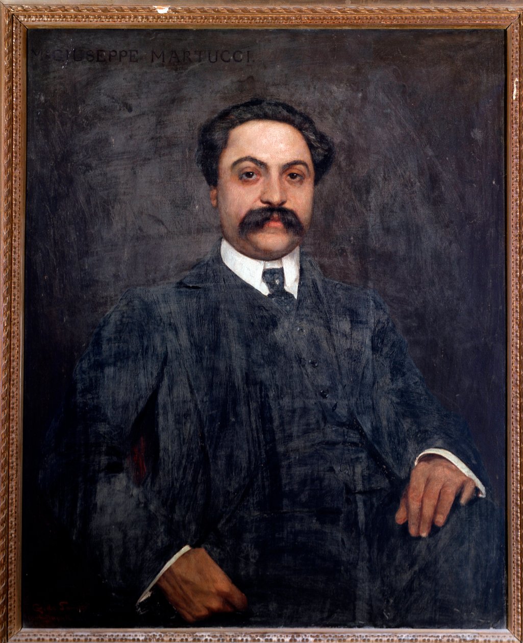 Giuseppe Martucci (1856-1909) olasz zeneszerző, karmester, zongoraművész és tanár portréja Giuseppe de Sanctis (1858-1924) festménye 1904 Bologna, Polgári Zenei Múzeum alkotó: Giuseppe De Sanctis