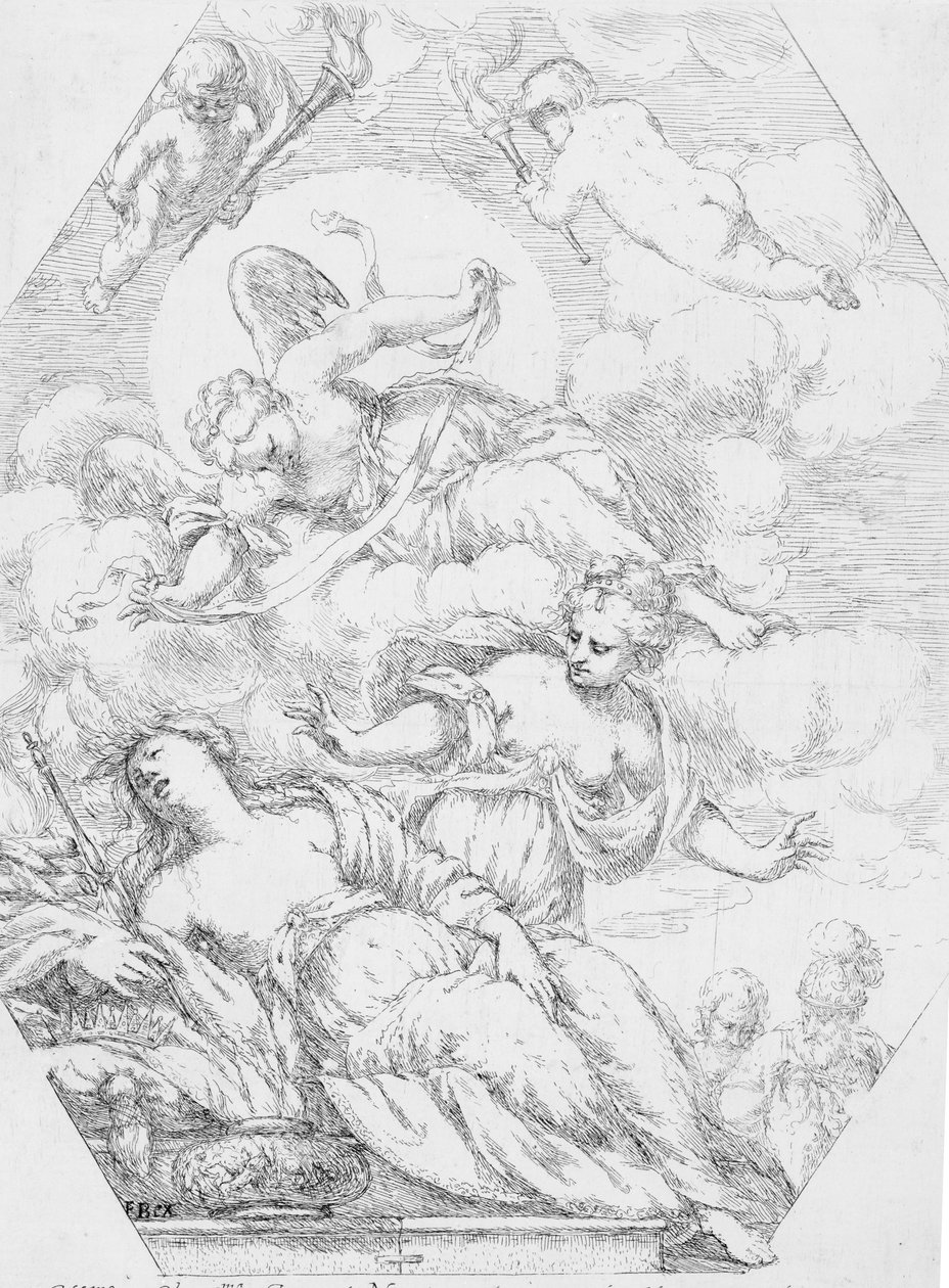 Dido a halotti máglyán, 1650-1700. alkotó: Giuseppe Diamantini