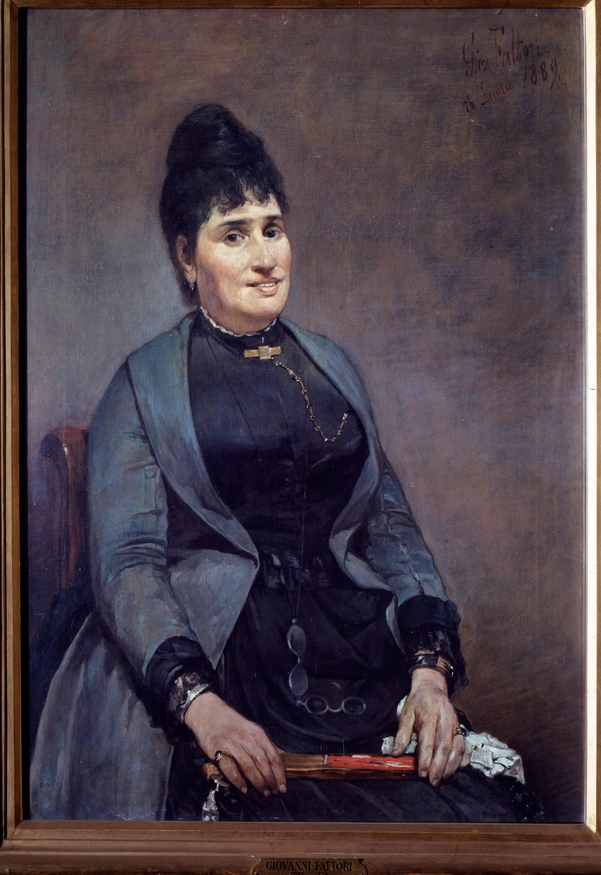 Női portré (olaj, vászon alkotó: Giuseppe Fattori