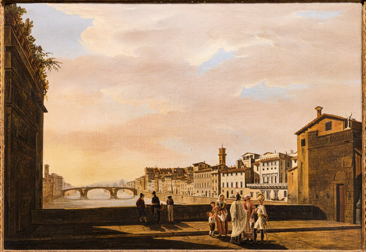 Kilátás a Ponte Vecchio felől alkotó: Giuseppe Gherardi