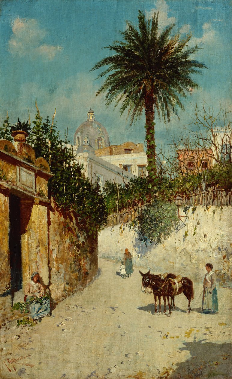 Nápolyi utcai jelenet (olaj, vászon) alkotó: Giuseppe Giardiello