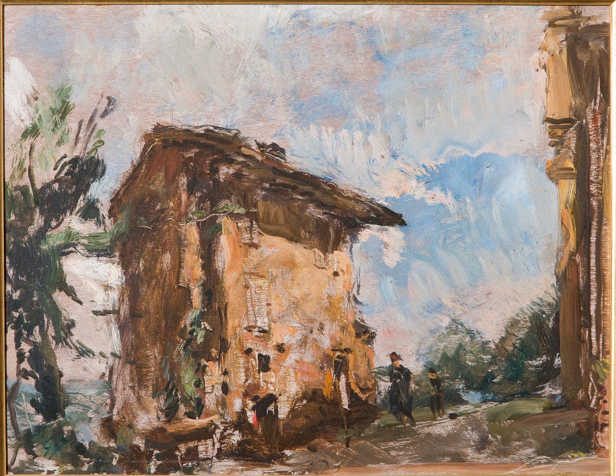 Parasztház (olaj rétegelt lemezre) alkotó: Giuseppe Graziosi