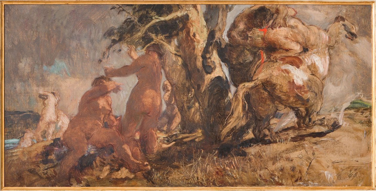 A fürdőzők és a kentaur (olaj rétegelt lemezre) alkotó: Giuseppe Graziosi