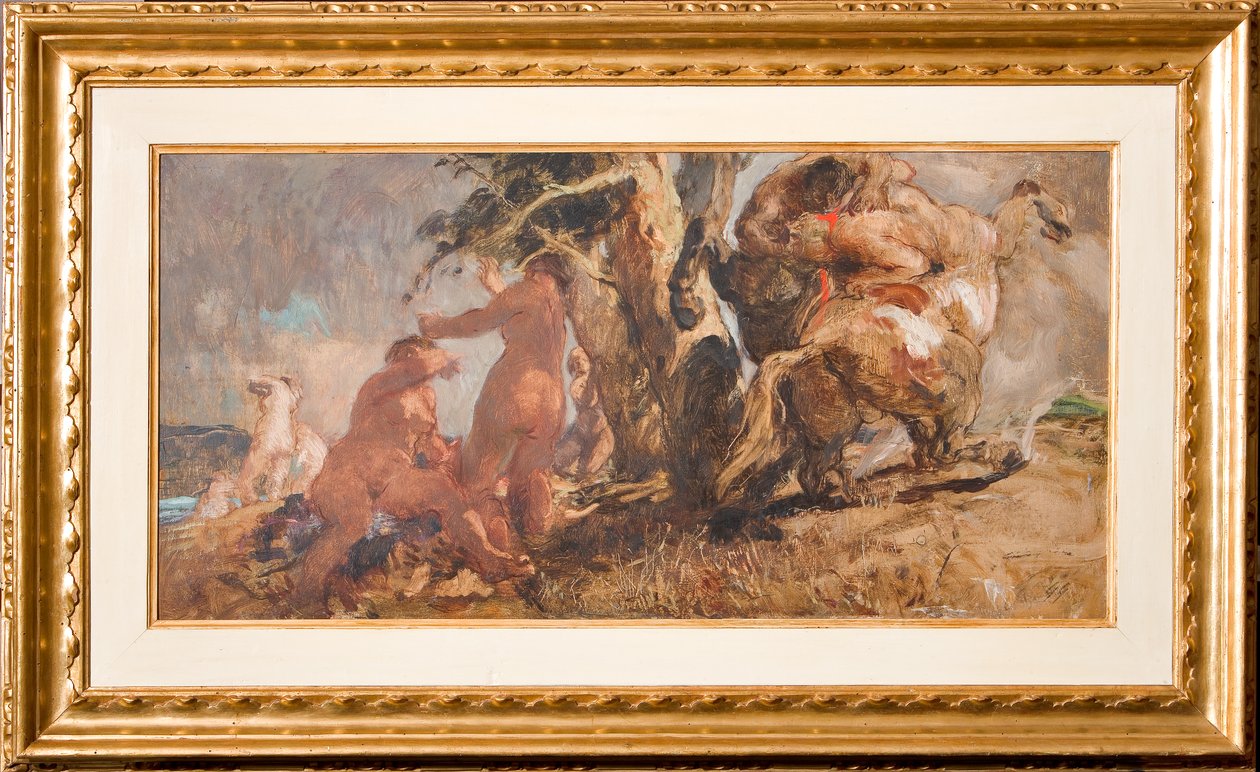 A fürdőzők és a kentaur (olaj rétegelt lemezre) alkotó: Giuseppe Graziosi