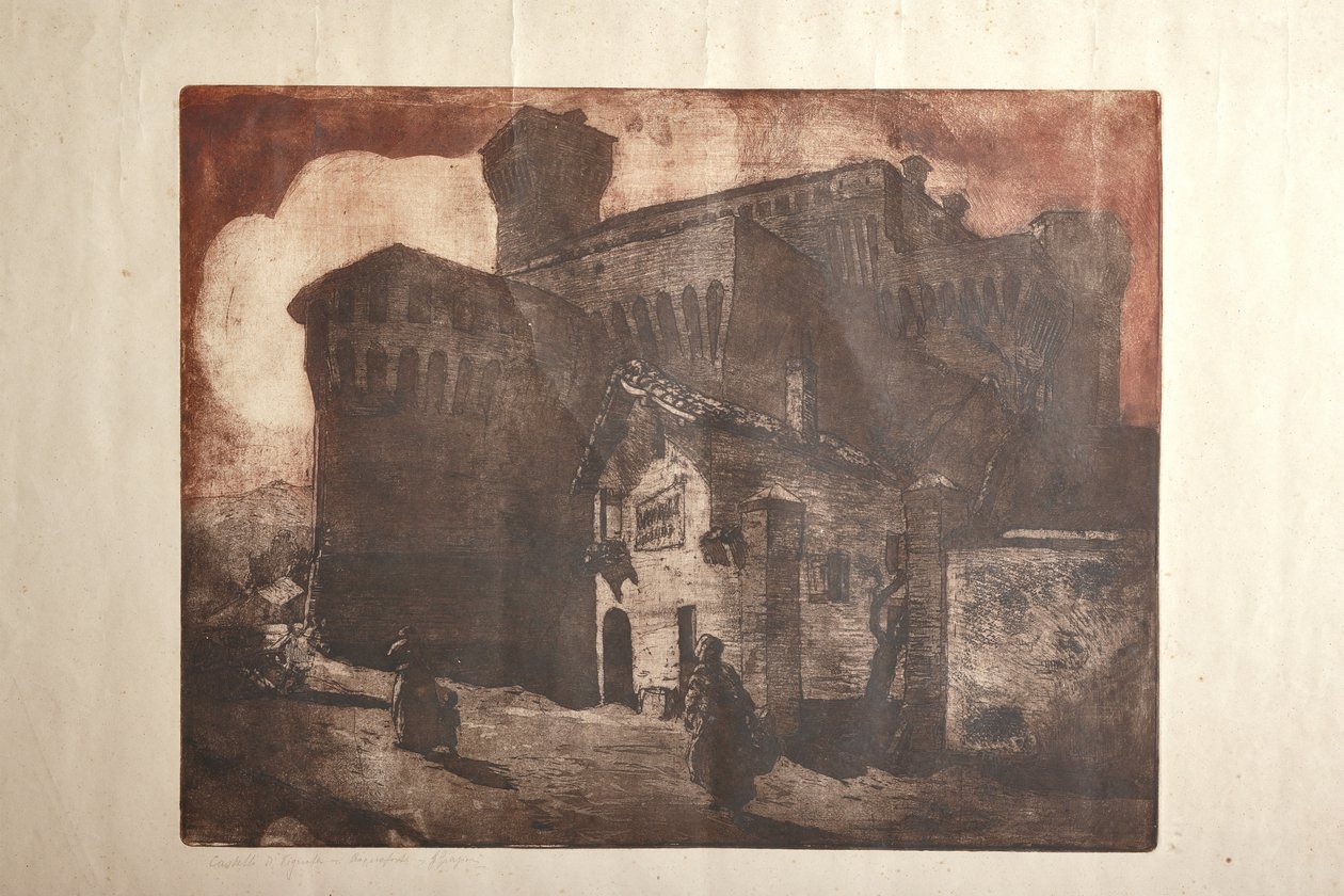 Vignola vára (rézkarc és akvatinta papíron, tányéron) alkotó: Giuseppe Graziosi