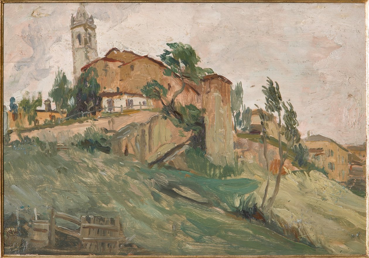 Savignano erődje (olaj rétegelt lemezre) alkotó: Giuseppe Graziosi