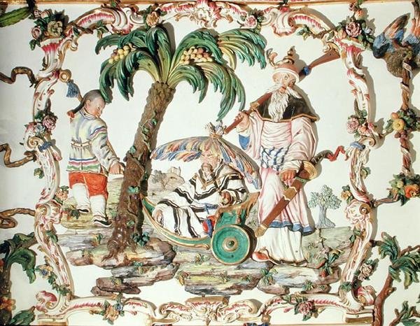 Chino szalon (kínai szoba), részlet a falról, 1769 (porcelán) alkotó: Giuseppe Gricci