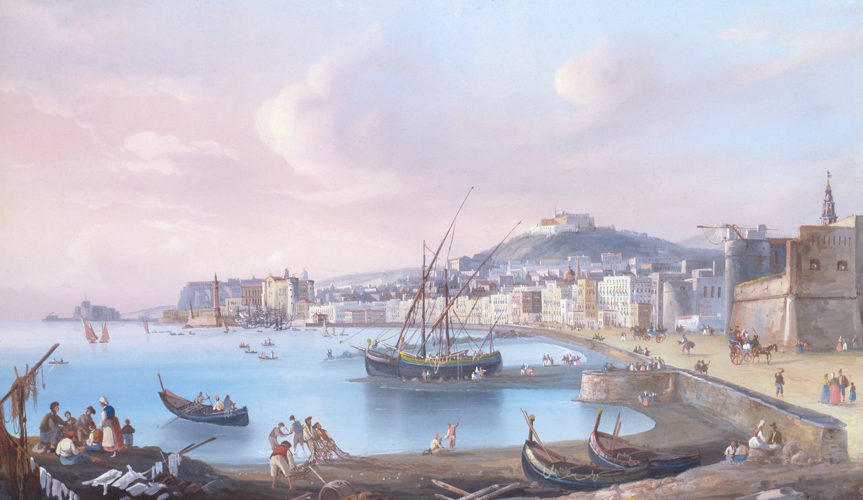 Nápoly (gouache papíron) alkotó: Giuseppe Gustavo Scoppa