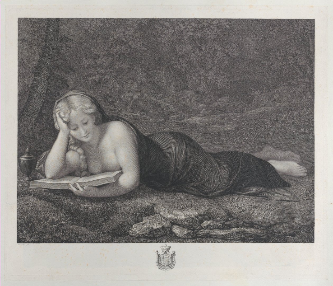Mária Magdolna vezeklésben a sivatagban, kb. 1810. alkotó: Giuseppe Longhi