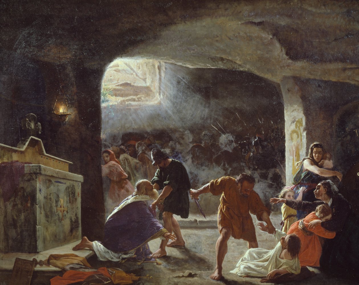 Az első katakombákban meggyilkolt keresztények, Giuseppe Mancinelli (1813-1875) festménye alkotó: Giuseppe Mancinelli