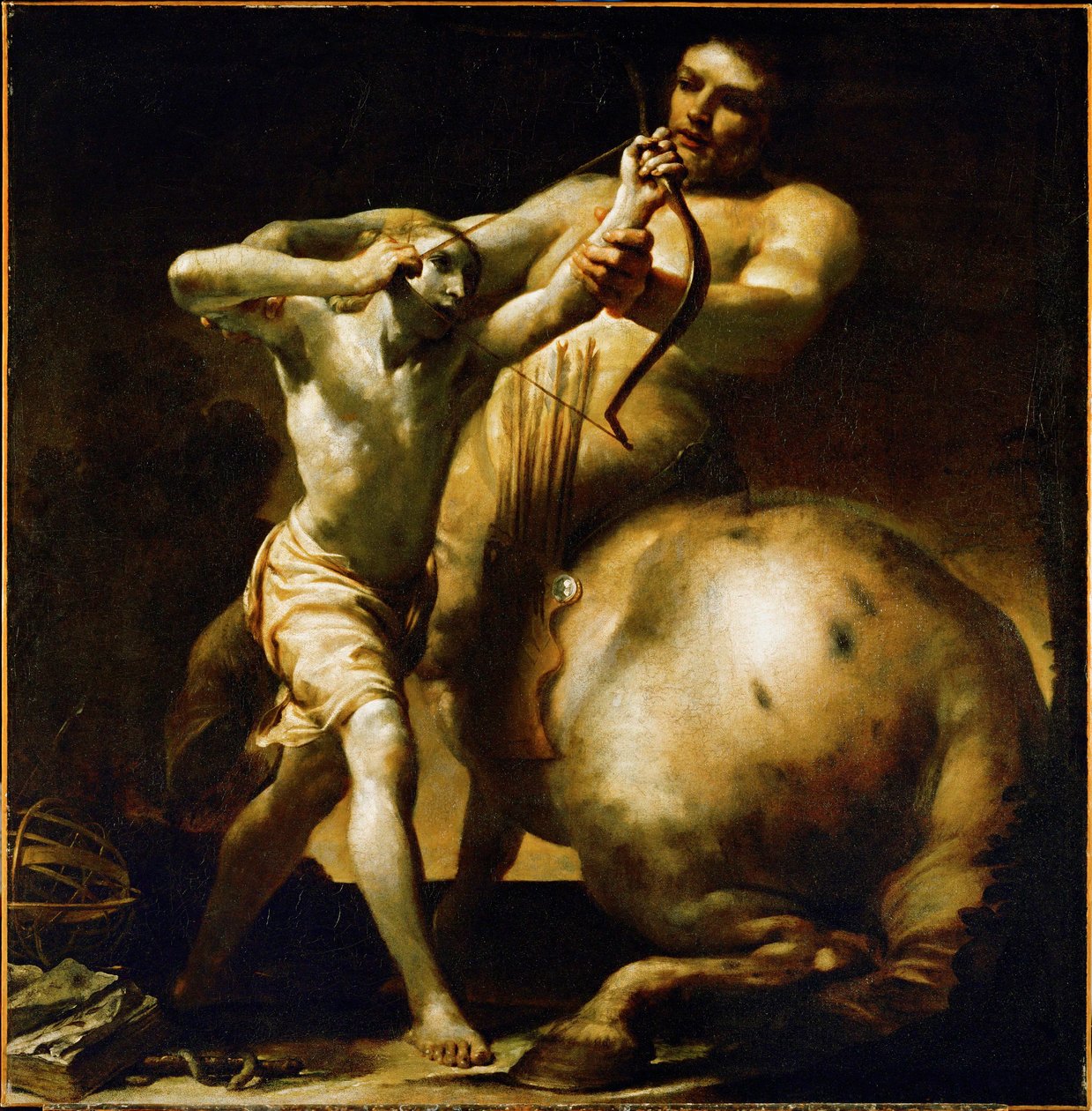 Chiron kentaur tanítja az ifjú Achillt íjászatra ... (olaj, vászon) alkotó: Giuseppe Maria (1665 1747) Crespi