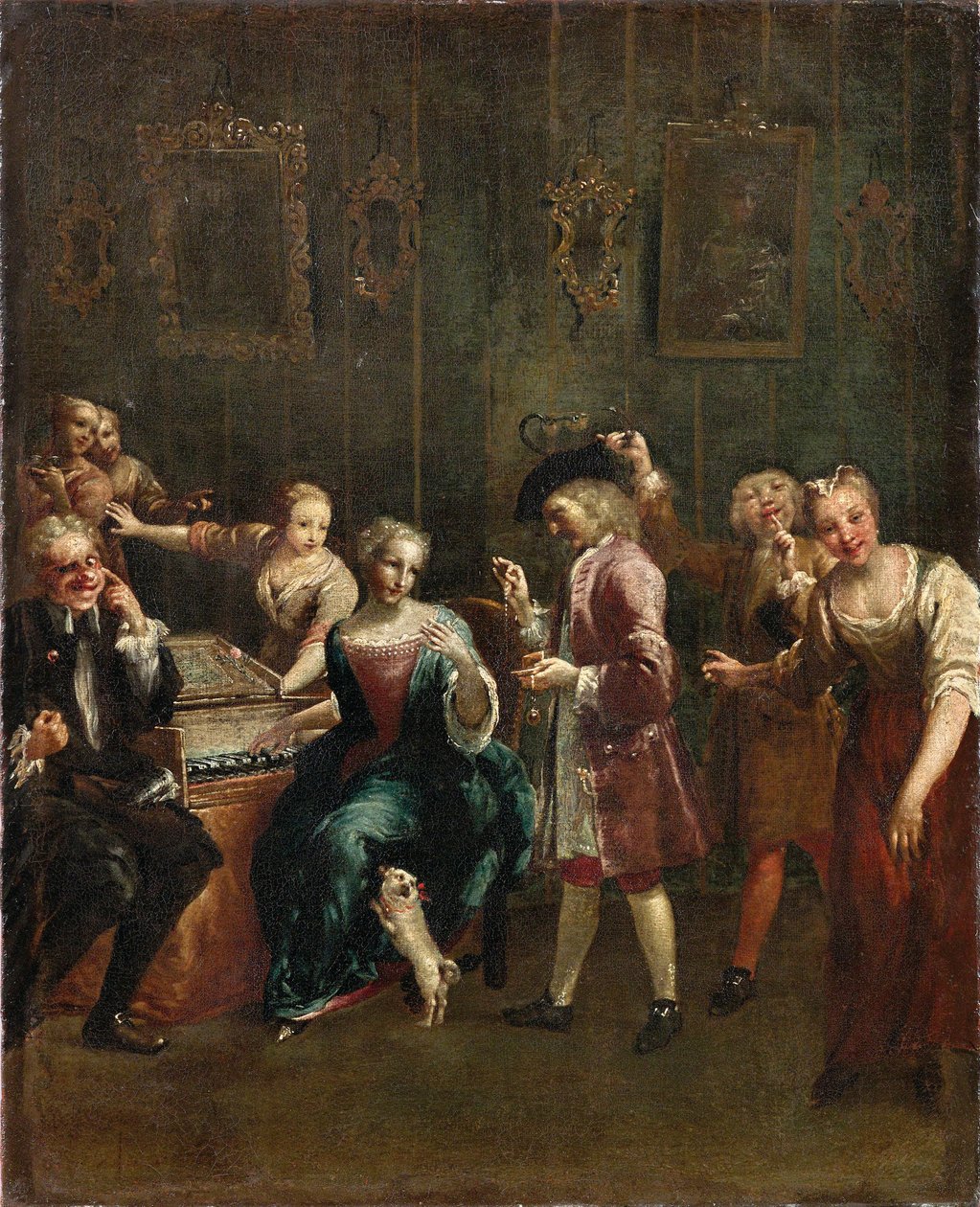 Énekes a Spinetnél csodálóival, 1730-as évek. alkotó: Giuseppe Maria Crespi