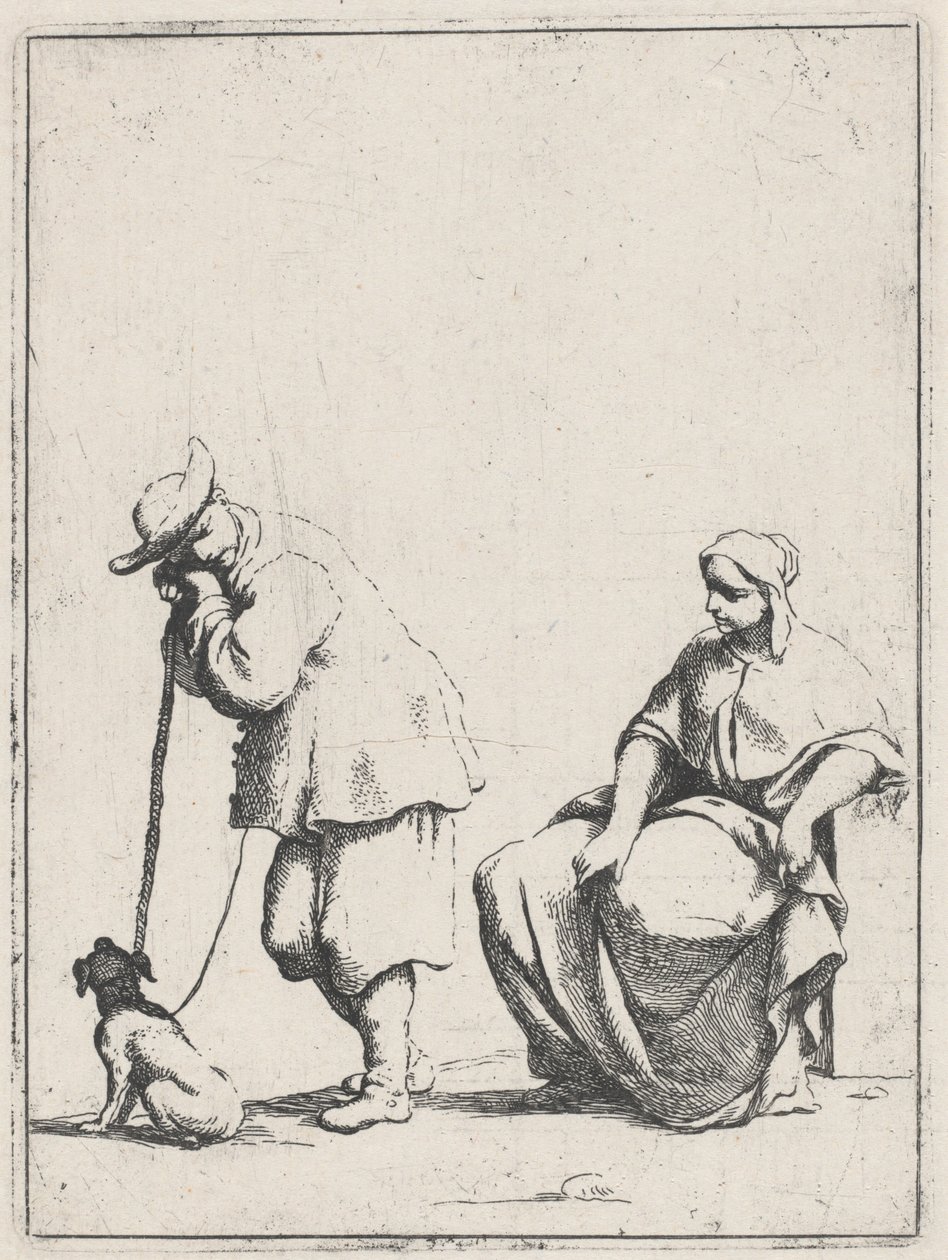 Álló paraszt kutyával és ülő nővel alkotó: Giuseppe Maria Crespi