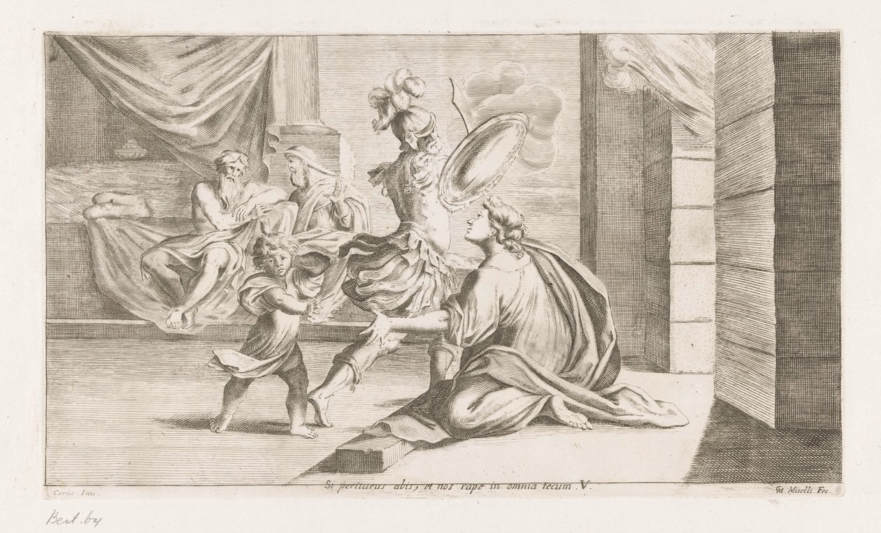 Aeneas voor de strijd felé indul Ha el akarsz pusztulni, el fogsz menni, és mindenben elragadsz minket (cím a tárgyon) Omzwervingen van Aeneas (sorozat címe) L