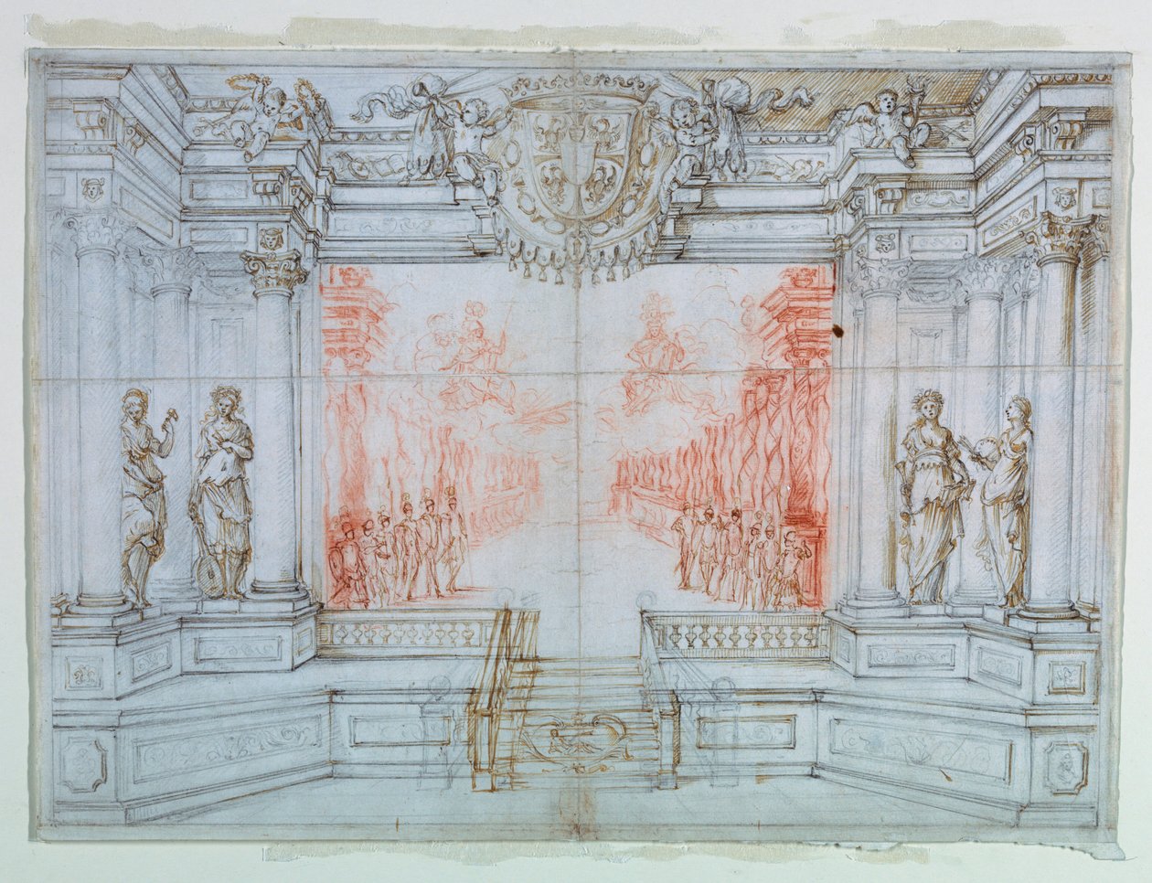 Rajz, színpadkép: 1674 alkotó: Giuseppe Maria Mitelli