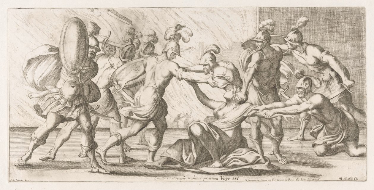 Görög sleuren Cassandra uit de tempel Haj: Priamea Virgo a templomhoz húzódik (cím a tárgyon) Omzwervingen van Aeneas (sorozat címe) L