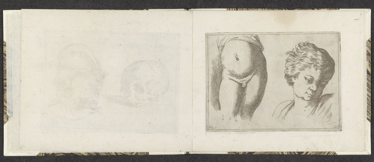 Meztelen alsótest és gyermek feje Rajzpéldák (sorozat címe) Mitelli mélynyomás (sorozat címe) alkotó: Giuseppe Maria Mitelli