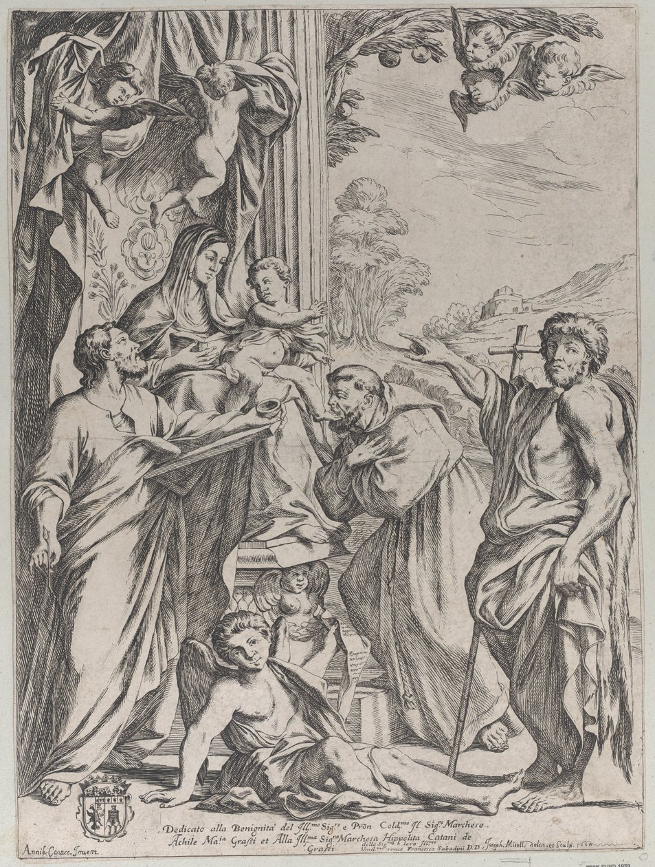 A három szenttel trónoló Szűz, 1668. alkotó: Giuseppe Maria Mitelli