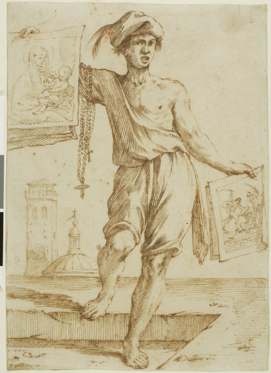 Rózsafüzér és szentképek árusa alkotó: Giuseppe Maria Mitelli