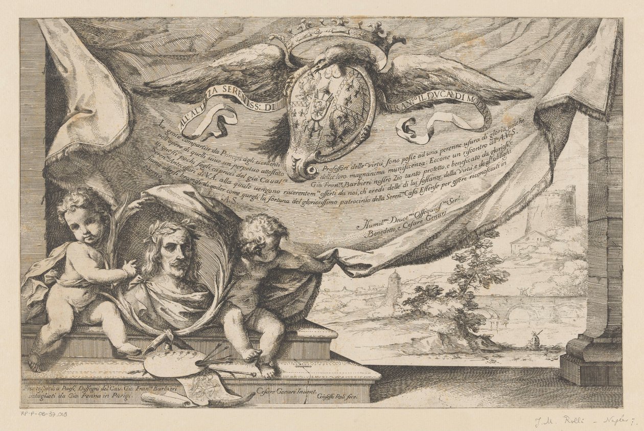 Óda Guercino művészhez Guercino tájtervezője (sorozat címe) alkotó: Giuseppe Maria Roli