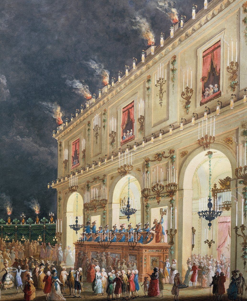 Ünnep a Cascine-ban III. Ferdinánd tiszteletére, Éjszakai koncert a kaszinó udvarán alkotó: Giuseppe Maria Terreni
