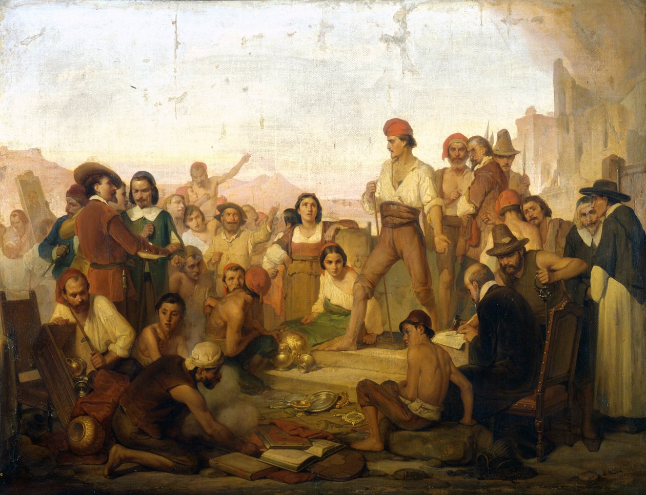 Tommaso Aniello nápolyi halász, Masaniello (1622-1647) lázadása Nápolyban 1647-ben. Mazza festménye. Milánói Tudományos Múzeum alkotó: Giuseppe Mazza