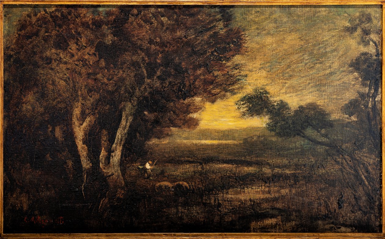 Tájkép figurával (olaj, vászon) alkotó: Giuseppe Miti Zanetti