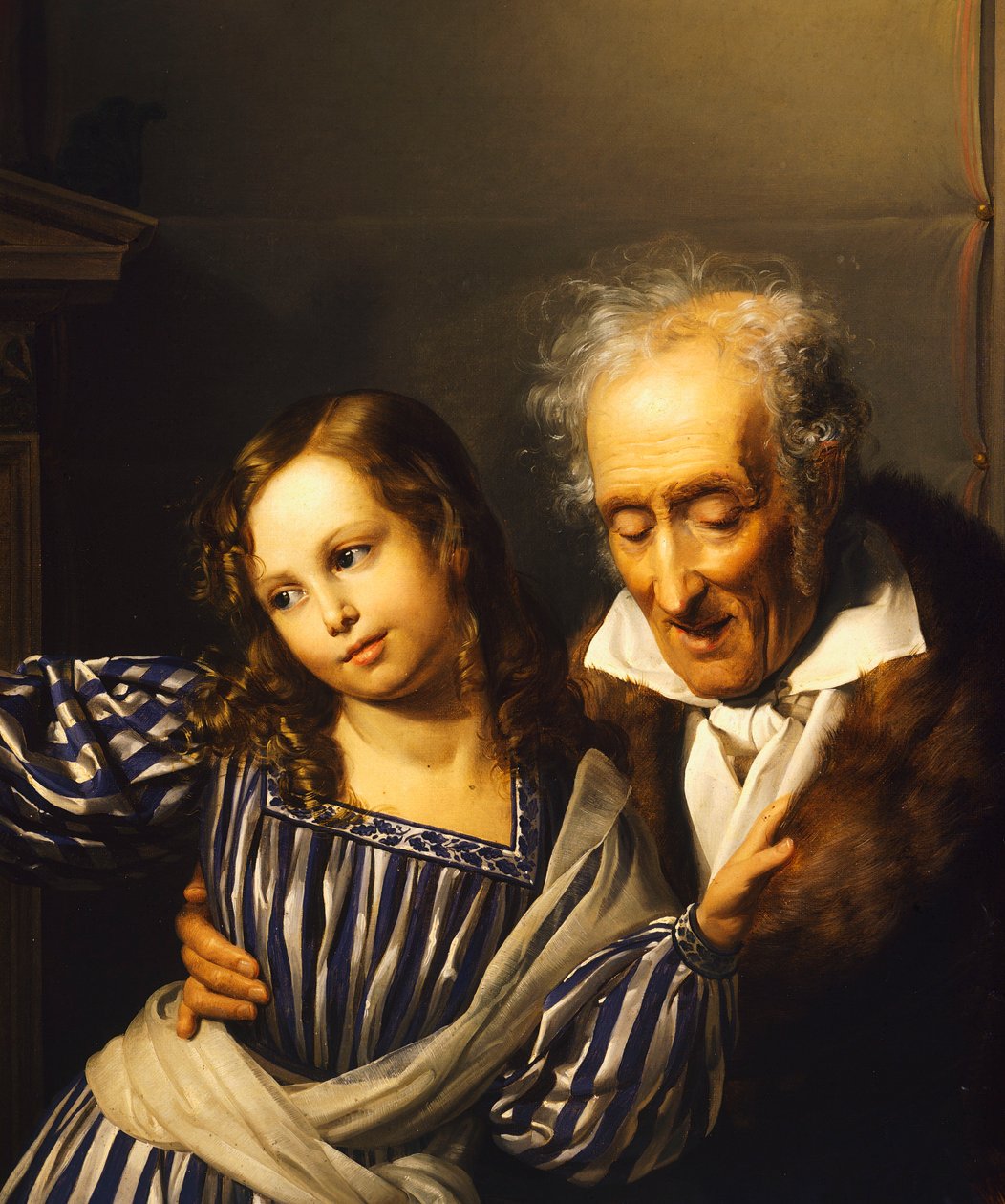Öreg, aki Maria Luigia Hermáját mutatja unokájának, Giuseppe Molteni, 1830 körül, olaj, vászon alkotó: Giuseppe Molteni