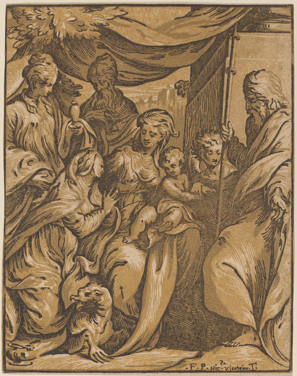 A Szűz és a Gyermek a szentekkel alkotó: Giuseppe Nicolo Vicentino, after Camillo Boccaccino